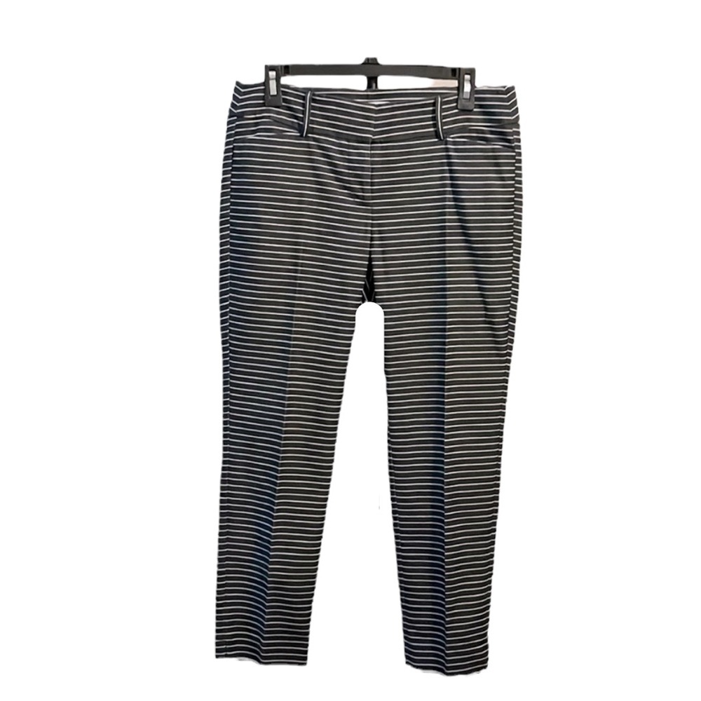 LOFT Riviera Striped Marisa Chambray Denim/White Cropped Pants Size 4 - Picture 2 of 5
